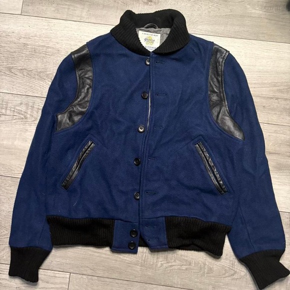 Jackets & Blazers - 1960s rare vintage Golden Bear varsity jacket with leather sleeves and collar